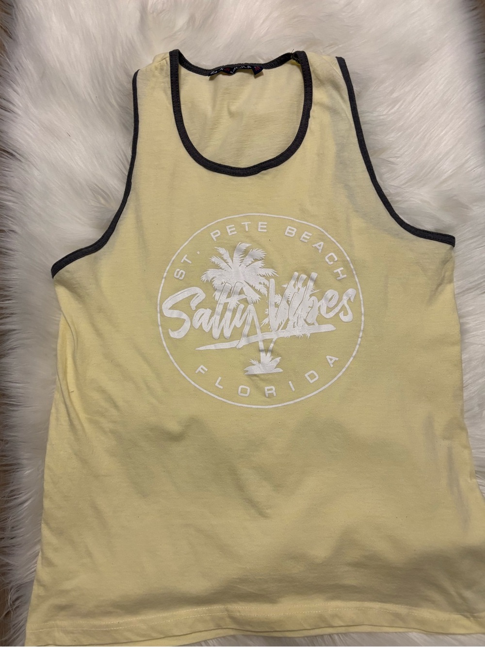 Salty Vibes Yellow Tank Top with Black Trim